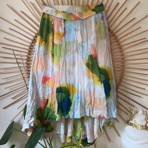 Melissa McCarthy abstract print hi-low midi skirt